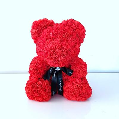 China 2019 Best Gift 40cm Bear Wedding Party Decoration Valentine Girlfriend Pink Teddy Rose Flower 40cm Gift Box Bear With Gift Box for sale