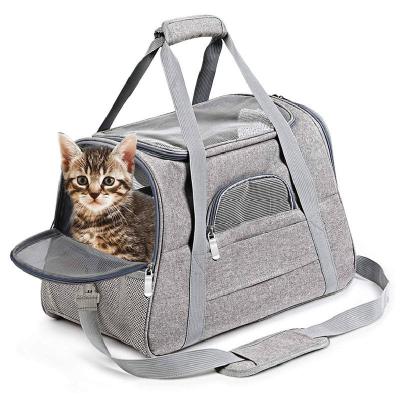 China Small Animals Cat Soft-Sided Pet Travel Bag, Portable Collapsible Pet Dogs Puppy Comfort Tote Bag Airline Approved for sale