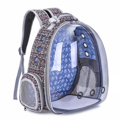 China Small Animals Geometric Lattice Pattern Space Capsule Pet Transparent Portable Cat And Dog Backpack Bag for sale