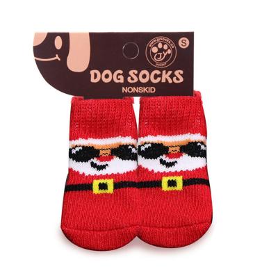 China New Design Style Custom Stocked Pet Dog Cat Dog Anti Slip Protect Paw Christmas Pet Socks for sale