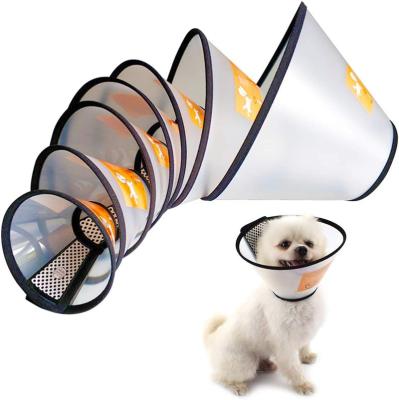 China Quick Release Adult Cats And Small Pet Recovery Dogs Plastic Elizabethan Collar Adjustable Cone E-Collar With Soft Edge for sale