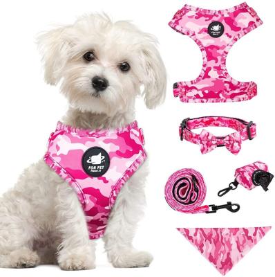 China JEWELED OEM/ODM Dog Accessories Leash Pet Collar Leash Set With Bowtie Bandana And Poop Waste Bag Holder for sale