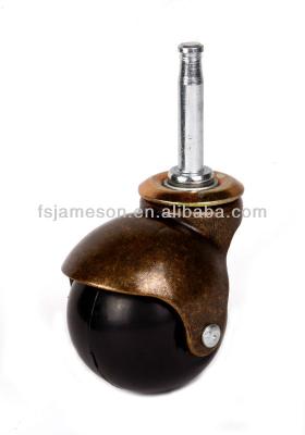 China Antique Rubber Casters Furniture Sofa Ball Casters Wheels Copper Plating Rubber Ball Casters for sale