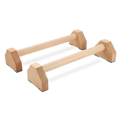 China Durable Home Wooden Equipment Calisthenics Handstand Parallettes Beech Wooden Lift Up Bar for sale