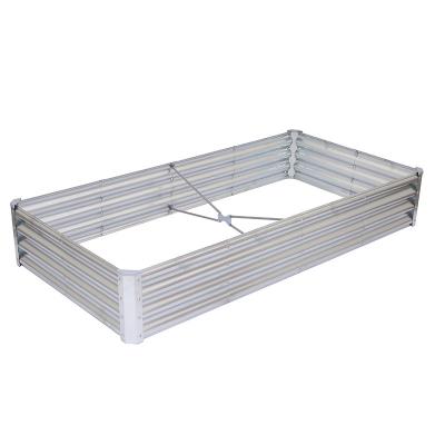 China Rectangular Galvanized Raised Garden Bed Kit 6*3*2 Ft Outdoor Sliver for sale