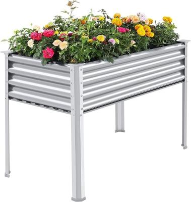 China 4*2*2.6 Ft Galvanized Raised Garden Bed With Legs Drainage Holes For Backyard for sale