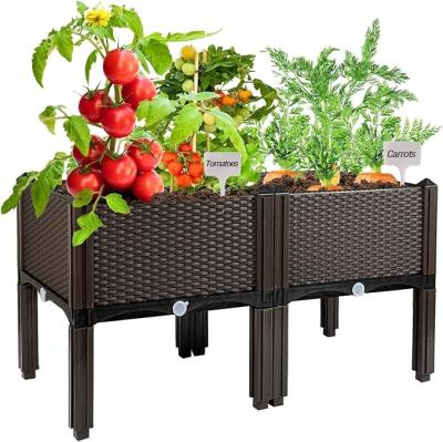 China Customized Polypropylene Plastic Raised Planter Boxes Plastic Raised Garden Beds On Legs for sale