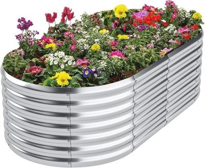 China Galvanized Raised Garden Bed Gardening Planting Bed 6*3*2 Ft Oval Metal Garden Box Outdoor, Large Metal Garden Box for sale