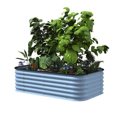 China Rustproof 5*3.5*1.5 Ft Q195 Galvanized Metal Garden Planters Peacock Blue for sale