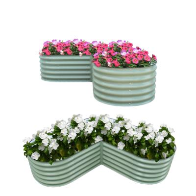 China Light Green L Shaped Galvanized Steel Planter Box 5.5*5.5*1.4FT for sale