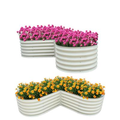 China Raised Garden Bed Galvanized Planter Boxes Outdoor L-Shape Metal Garden Bed Planter Box For Vegetables 5.5*5.5*1.4Ft for sale