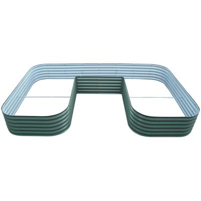 Cina U-Shape verde scuro galvanizzato alzato letti da giardino per verdure 7*11.5*1.4 Ft in vendita