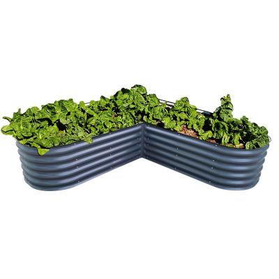 China Aufgehobenes Gartenbett 7*7*1.4 Ft Dunkelgrauer Metall Modularer Aufgehobener Gartenpflanzer Box Für Außenblumen Kräuter Gemüse zu verkaufen