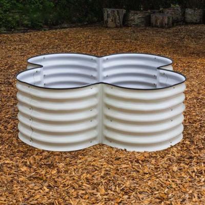 China Large Metal Planter Box 4.5*4.5*1.4 Ft Ivory White Galvanised Vegetable Planters for sale