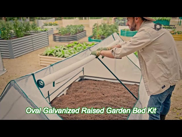 7.9*3.4*0.92 ft oval double layer galvanized raised bed planters solid pattern