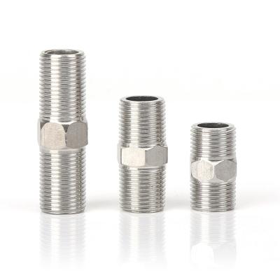 China 201 304 Stainless Steel Pipe Nipple Water Pipe Extension Equal Nipple Fit Joint Fitting SUS Male Threads for sale