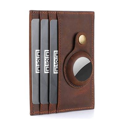 China Fashion OEM And ODM RFID Blocking Leather Slim Mens Airtag Card Holder Wallet for sale