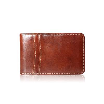 China Minimalist ODM RFID Blocking Real Leather Front Pocket Small Trifold Wallet For Man for sale