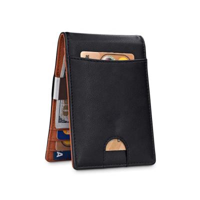 China Promotion Gift Slim Bifold Real Leather Men Wallet With Money Clip RFID Blocking for sale