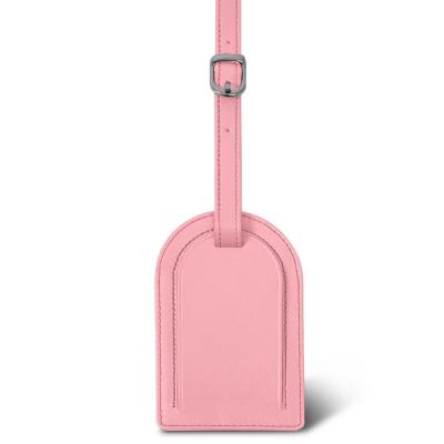 China Custom Made Pink High Quality Travel Tag Suitcase Check-in Disc Sublimation Genuine Leather Luggage Tag for sale