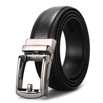 China Custom Black Ratchet Slide Belt Mens Leisure Business Leisure Automatic Leather Belts for sale