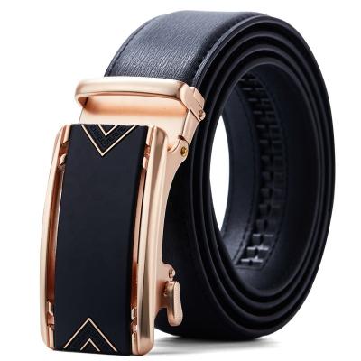 China Gift Western Famous Brand Automatic Sliding Buckle Adjustable Italian Leather Belt For Men for sale