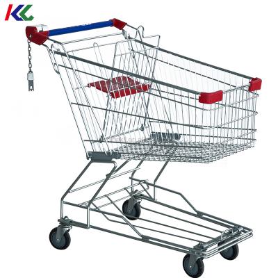 China Unveiling 100 Liter Wire / Metal Supermarket Shopping Trolley for sale