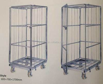 China Tool Rack Japan Material Transport Metal Roller Cage , 4 Wheels Wire Hand Trolley Trolley for sale