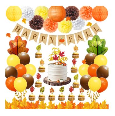 China Nicro Indoor Happy Fall Party Supplies Decorations Fabric Banner Decorations Thanksgiving Day Fall Decor for sale