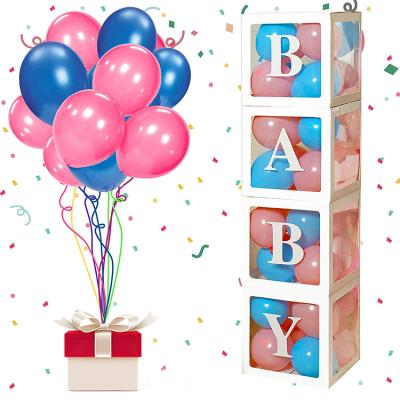 China Pink White Eco-friendly Love Baby Shower Decoration Party Cardboard Nicro Materials Transparent Balloon Box for sale