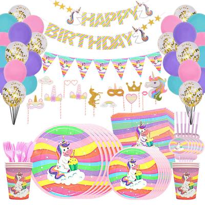 China Materials Nicro New Product Service 6/12/18 Child Favors Decorations Set Eco-Friendly Birthday Unicorn Party Supplies for sale