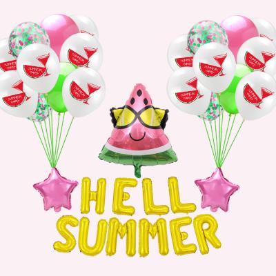 China Handmade Nicro Hawaiian Theme Party Decoration Set Latex Balloon Foil Confetti Balloon For Summer Party Supplies Set for sale