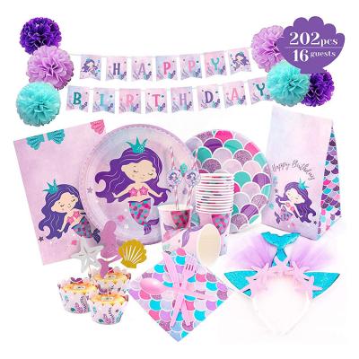 China Handmade Nicro Latest Mermaids Party Supplies Decorations Set For Girl's Birthday Party for sale