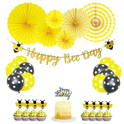 China Nicro Bee Day Banner Garland Party Kit Bumble Bee Disposable Eco-Friendly Happy Baby Shower Decoration Supplies Set for sale