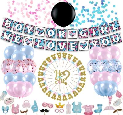 China Eco-Friendly Materials Nicro Baby Boy Or Girl Gender Reveal Party Supplies Kit Baby Shower Photo Props Decoration Latex Balloon Set for sale