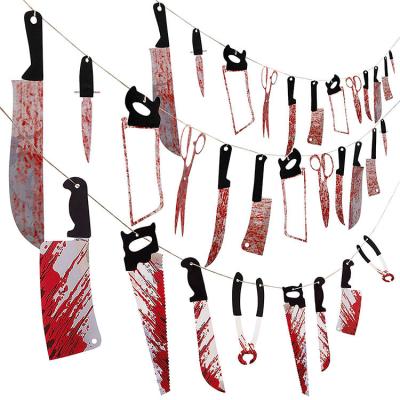 China Disposable Eco-friendly Plastic Nicro PVC Weapons Garland Banner Party Supplies Halloween Bloody Decoration for sale