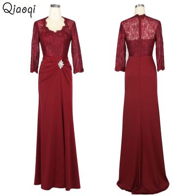 China Breathable Vintage Long Sleeves Long Embroidered Mother Of The Bride Dresses for sale