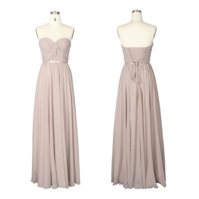 China Strapless Women's Anti-Wrinkle Women's Clothing Salesman Sweetheart Neckline Equalizing Dress Sexy Strapless Chiffon for sale