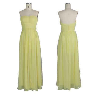 China Yellow Banana Color Ruffle Party Dresses Breathable Strapless Chiffon Pleated Pleated Bridesmaid Dresses Long for sale