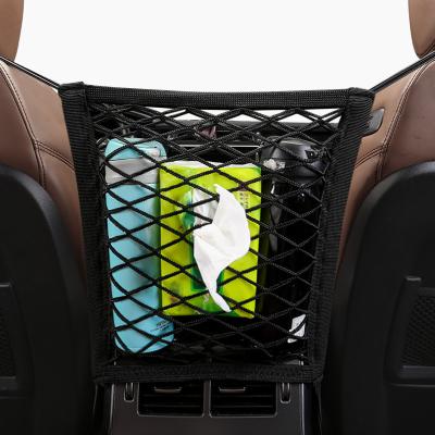 China Organizer Promoted Convenient Interior Mesh Pocket Hook Bag 3-Layer Mesh Net Vehicle Car Seat Storage Net Pocket Trunk Cargo Storage for sale