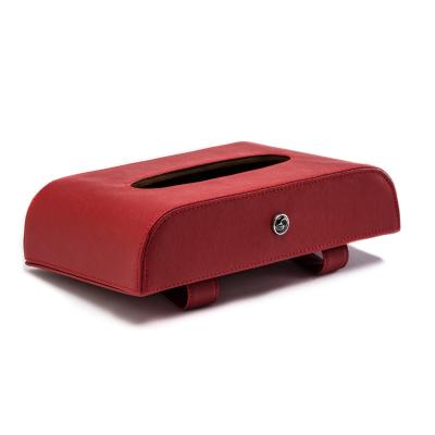 China non-toxic & New Arrival Non-Slip Tissue Box For Sun Visor Office Home Leather Universal Face Mask Holder Car Tissue Box Holder for sale