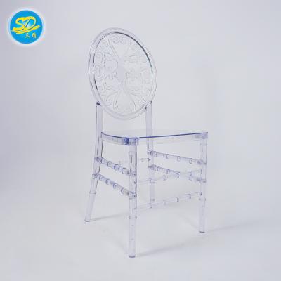 China Modern Metal Round Back Acrylic Resin Chiavari Chair For Hotel Banquet Restaurant for sale