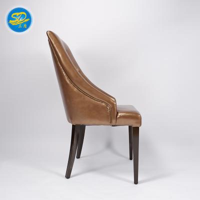 China Contemporary Brown Dining Chunky Leather Chair With Aluminum Alloy / Iron / Stainless Steel Te koop