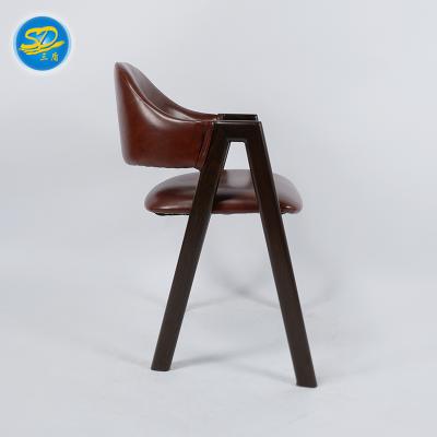 China Contracted Style Saddle Leather Iron Dining Long Chair For Home Office, Living Room, Dining, Hotel for sale