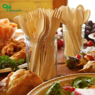 China Yada Disposable Disposable Printing Hot Stamp Branding Wooden Fork And Spoon Restaurant Disposable Cutlery for sale