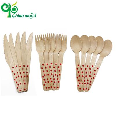 China Disposable Biodegradable Wood Knife Cutlery Spoon Fork Combo Set For Desserts Eco - Friendly for sale