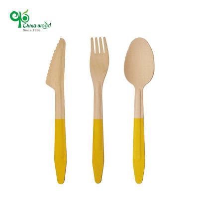 China New Type Mechanical Automation Eco Friendly Fork Spoon Knife Disposable Wooden Cutlery Set Biodegradable Printing for sale