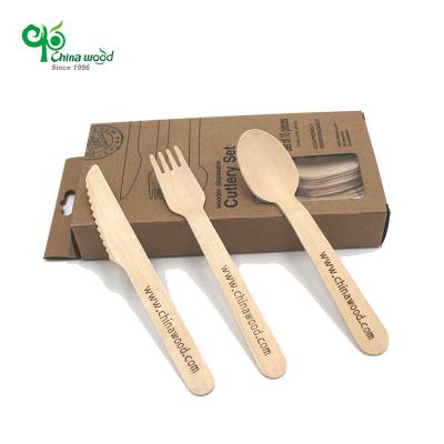 China Wholesale Mechanical Automation Nature Mini Table Beware Birch Wood Serving Spoon Sets Wooden Disposable Cutlery for sale