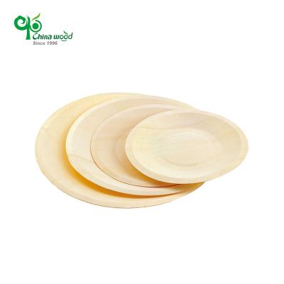 China Disposable Wooden Customized Luxury Natural Luxury Food Serving Dinner Bowl Fruit Round Dish Set for sale