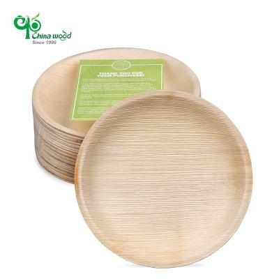 China Round Eco-Friendly Disposable Eco-Friendly Biodegradable Home Romantic Tableware Set Palm Leaf Dishes For Party Wedding Event for sale